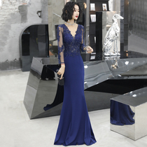 Banquet evening dress women 2019 new style elegant fishtail annual meeting host high end atmosphere queen