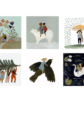 Gemma Koomen北欧主义ins风儿童房卧室小众艺术装饰画床头 挂画