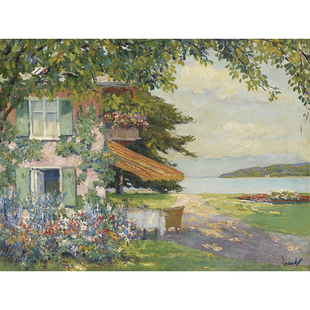 北欧简约风景油画客厅餐厅书房装饰画芯民宿卧室壁画不含画框定制