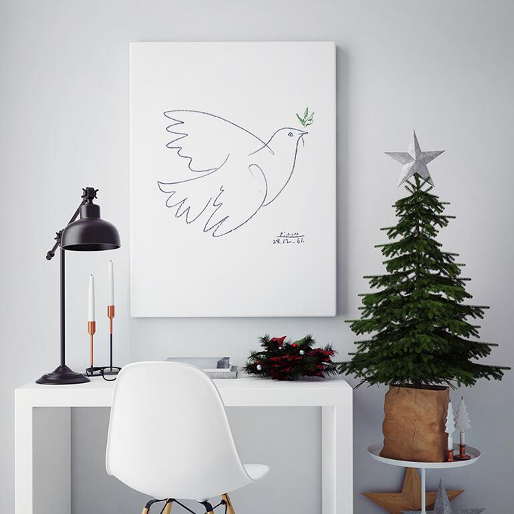 毕加索和平鸽北欧极简装饰画 线条抽象艺术小众挂画画芯微喷定制
