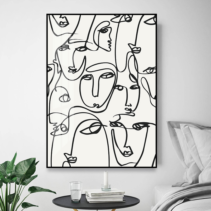 abstractfaces抽象人脸线条装饰画北欧极简线条装饰画