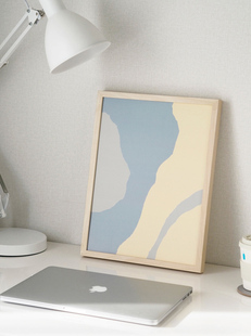 blue 蓝色河流 韩国设计 复古抽象莫兰迪色 温柔艺术海报 装饰画