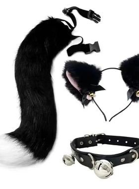 cosplay猫耳朵发箍猫尾巴饰品手作可爱猫娘兽耳发饰兽尾配饰套装