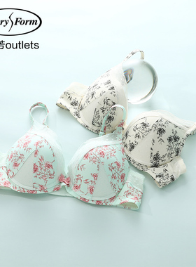 【立体围】安莉芳官方奥莱时尚印花文胸带钢圈小胸聚拢上托内衣女