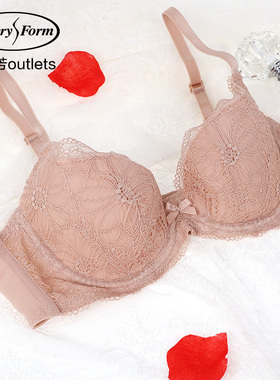 【夹碗围】安莉芳官方奥莱性感蕾丝薄款大胸显小文胸女聚拢内衣