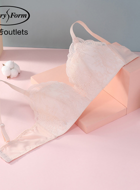 【舒挺杯】安莉芳官方奥莱性感列维斯蕾丝中厚聚拢文胸无钢圈内衣