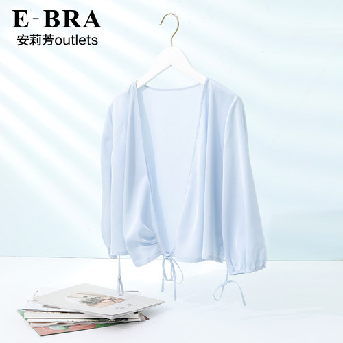 安莉芳官方奥莱睡衣E-BRA涤纶雪纺提花冰丝家居服可外穿绑带上衣