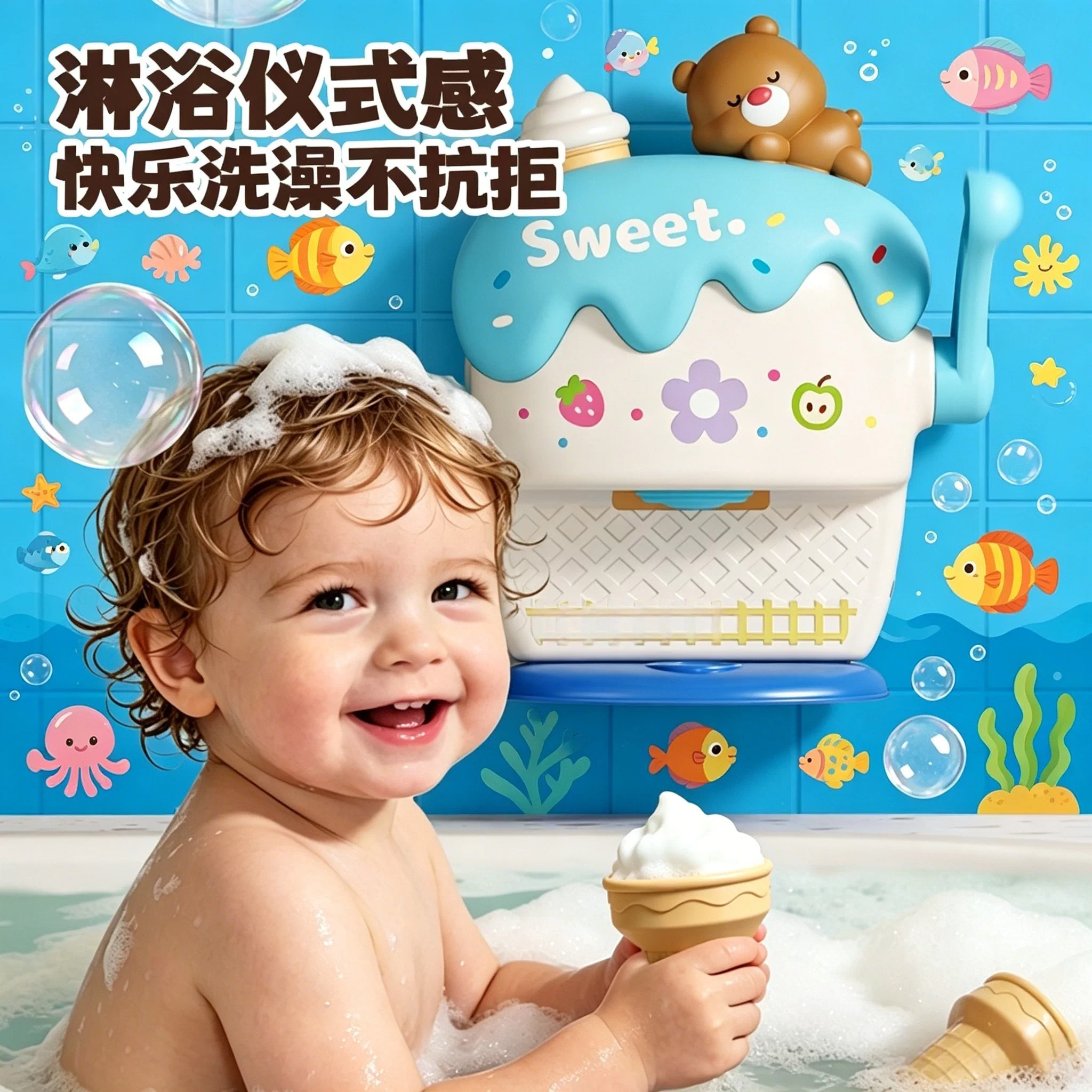 趣味泡泡欢乐制造机婴儿戏水洗澡玩具沐浴露洗手液儿童洗澡玩伴
