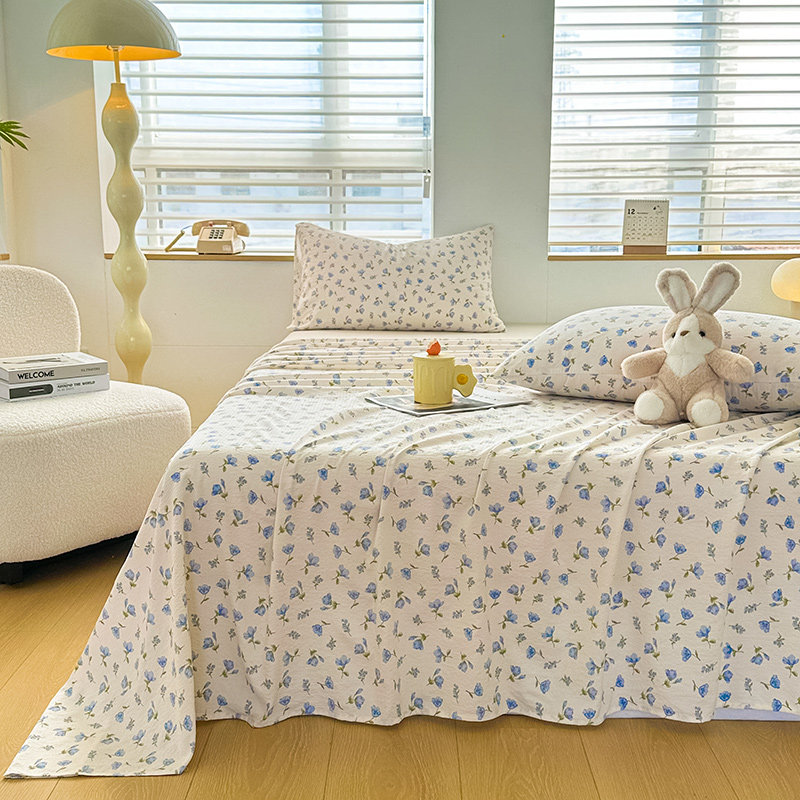 ins小清新水洗棉床单单件夏季非全棉纯棉学生宿舍被单三件套女生