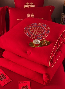 大红色婚庆被芯棉被子喜被女方陪嫁冬被加厚春秋被结婚礼物送新人