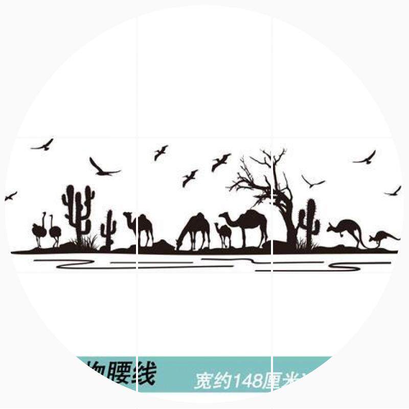 墙贴纸贴画欧式黑白剪影建筑踢脚线墙角线腰线墙纸壁纸自粘装饰品