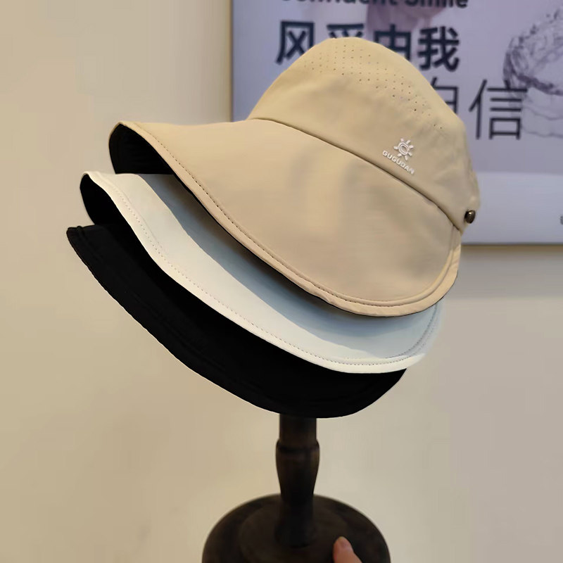 黑胶大檐防紫外线速干空顶渔夫帽