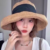 棉麻透气遮阳帽出游防晒时尚 新款 日系大帽檐渔夫帽子女夏薄款 盆帽