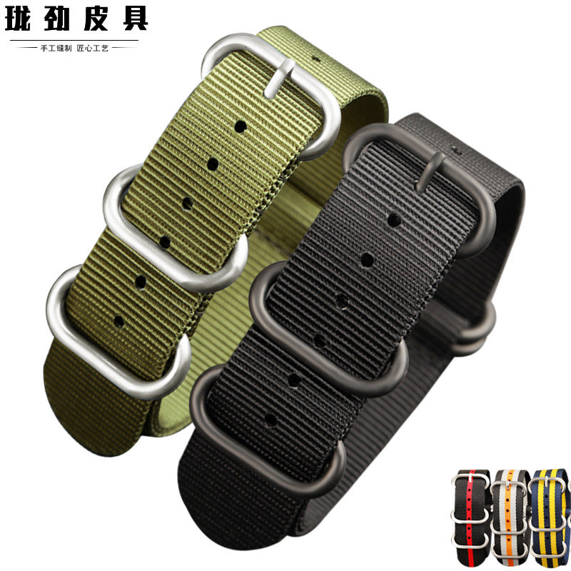 珑劲高强度尼龙表带20 22MM适配精工水鬼 防水透气NATO帆布男表带