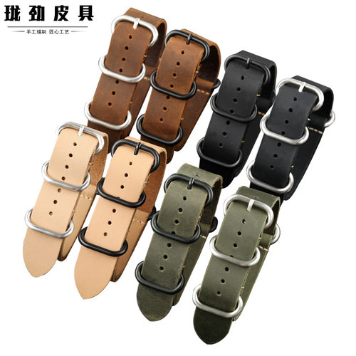 精工适配复古疯马皮表带