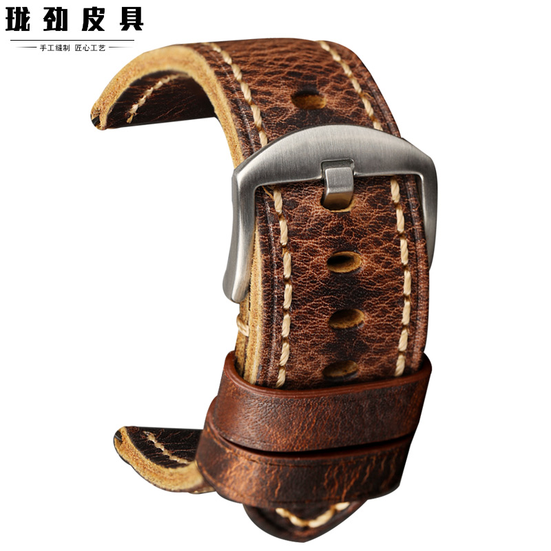 沛纳海复古适配真皮表带