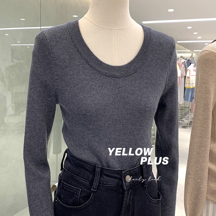 2025新款秋季美式低圆领长袖针织egg打底衫内搭显瘦软糯上衣冬