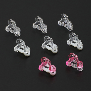 日系时尚耳环无耳洞耳夹配件透明树脂diy耳饰品材料三角夹带吊圈