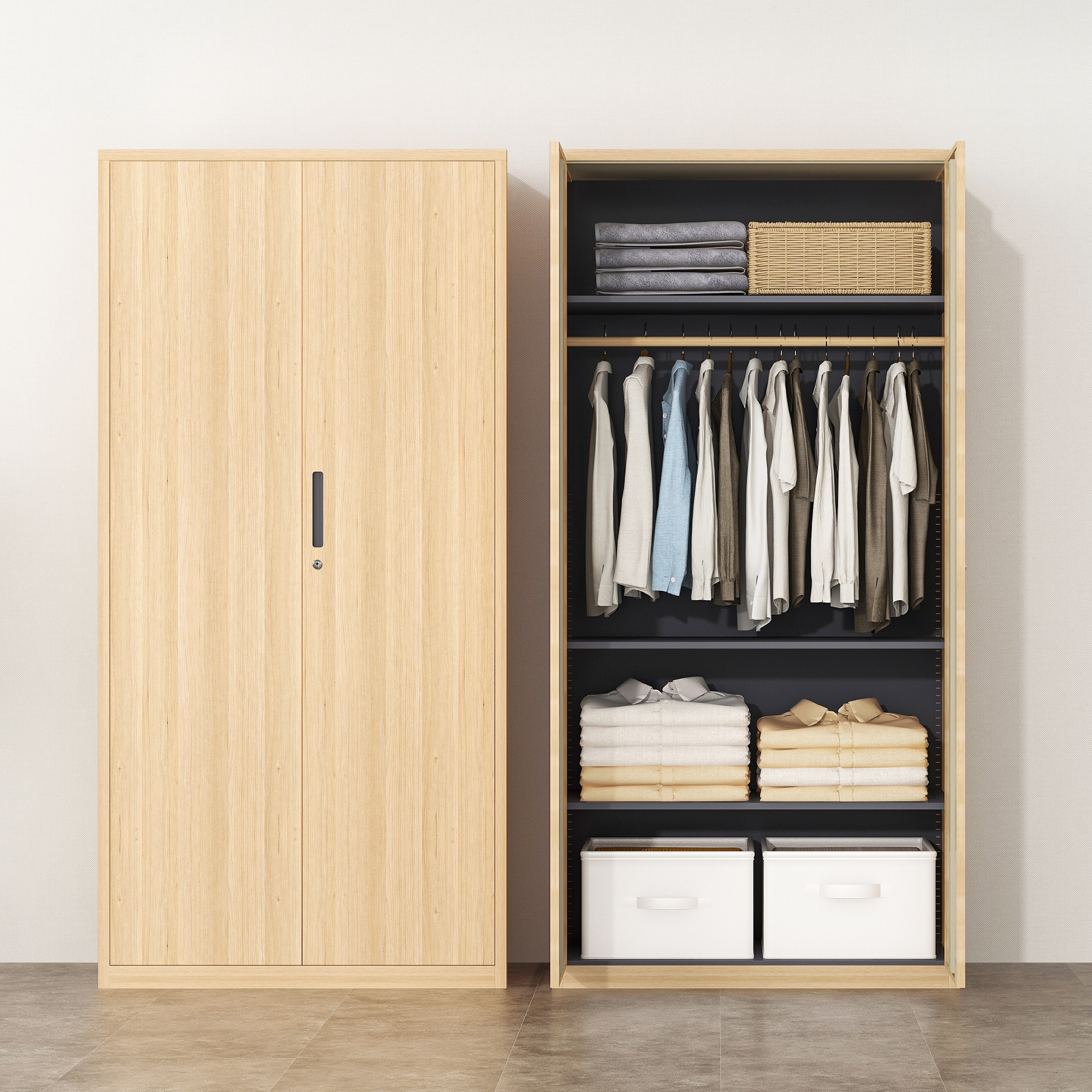 钢制衣柜家用卧室铁皮柜阳台置物柜环保加厚金属杂物收纳储物柜子