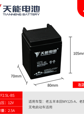 老五羊WY125-A摩托车电瓶12V2.5A-3C脚踩打火本田GL125电池YB2.5L