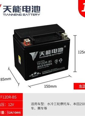 摩托车电瓶12V12AH沙滩车本田250三轮车蓄干电池12N12A通用10安