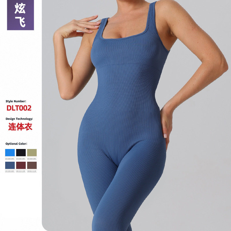 新品欧美女士连体裤运动舞蹈健身瑜伽服一体式弹力吊带背心