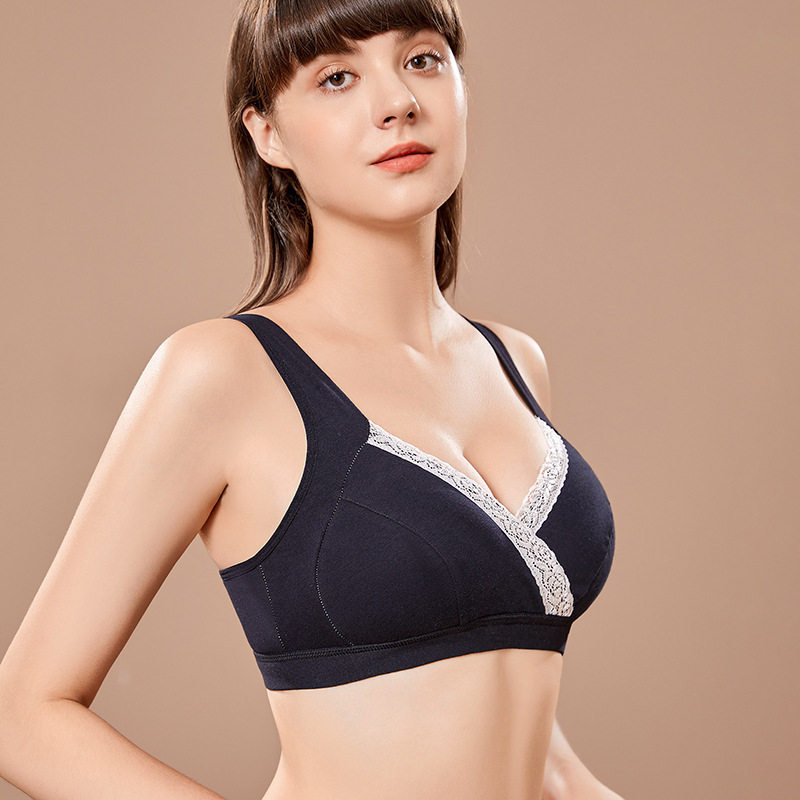 彰艳无钢圈棉氨带胸垫运动瑜伽睡眠交叉哺乳文胸孕妇母乳喂奶内衣