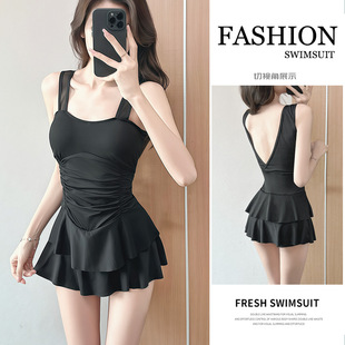 露背保守泳装 游泳衣女高级感遮肚显瘦2025新款 性感连体裙式