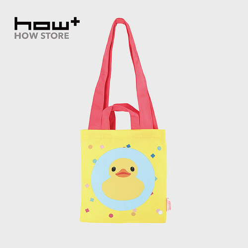 HOWstore 霍夫曼大黄鸭可爱卡通动物欢聚双面帆布袋单肩包手提袋
