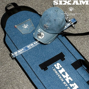 SIX AM单板饺子皮牛仔喷漆耐磨高弹板套防划单双肩成人雪板收纳包