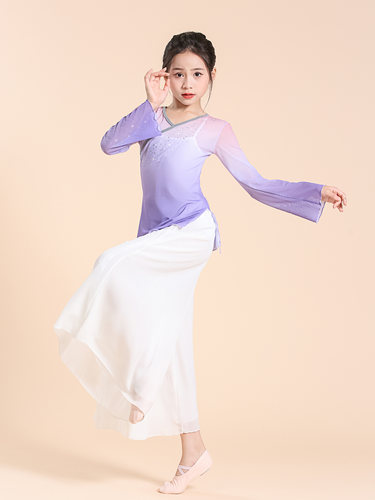 六一女童古典舞身韵弹力纱衣儿童中国舞练功服渐变演出服飘逸表演