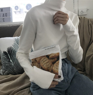 2022初秋冬半高领打底衫 女t恤长袖 洋气修身 紧身上衣堆领内搭薄款