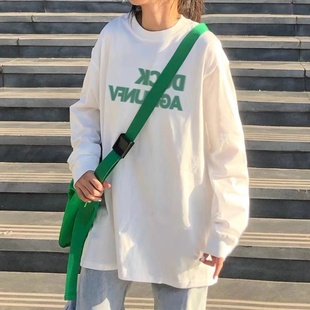 新款 宽松洋气韩版 2022秋冬季 欧洲站女装 t恤内搭上衣服 打底衫 长袖