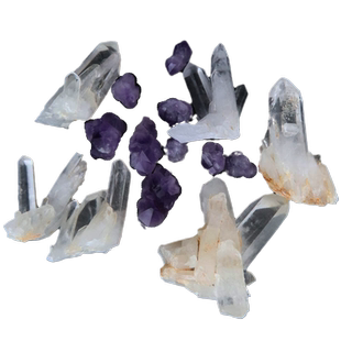 天然白水晶小簇紫水晶牙花消磁净化家居装修石材鱼缸花卉标本景石