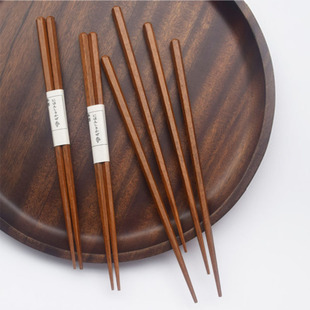 日式风格筷子简约便携栗木六角筷 竹节设计家用新品木质尖头筷子