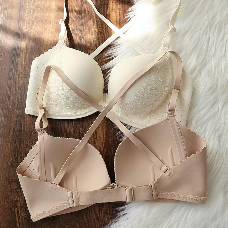 趣安芬文胸前扣美背轻木棉无痕光面大露背性感内衣女聚拢小胸薄款