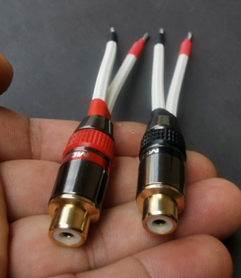 两个装西电接线柱 古董箱夹线转RCA母头输出 古董音箱带线专用