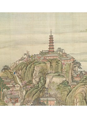 清 徐扬 乾隆南巡图第六卷驻跸姑C苏卷轴装裱仿古建筑墙装饰画长