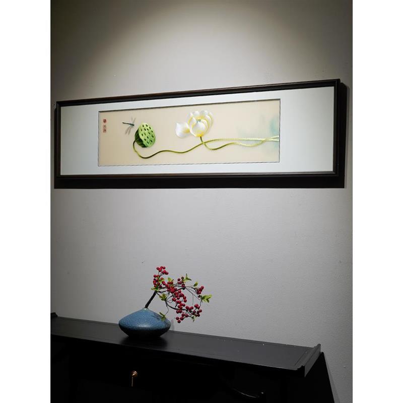 客厅沙发背景墙装饰画高端轻奢纯手工刺绣艺术苏绣新中式成品挂画图片