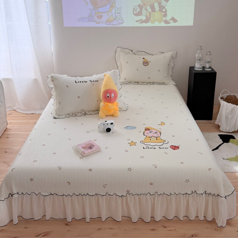 夏季卡通冰凉软席床笠款冰丝席床裙款超凉感原创丝滑软凉席三件套