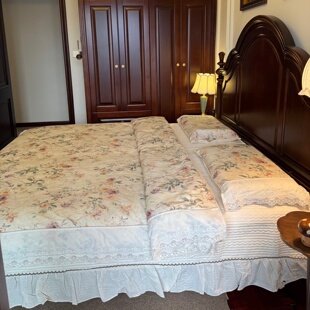 美式复古风轻奢天丝棉麻床盖四件套大花边大尺寸高奢气质床上用品