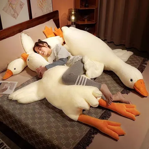 腿毛绒玩具玩偶大白鹅抱夹大鹅公仔娃娃生日礼物女生抱枕可爱睡觉