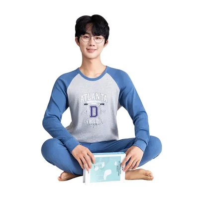 纯棉保暖内衣套装青少年秋衣秋裤家居男半高领大童全棉打底棉毛衫