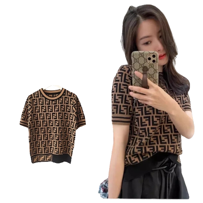 赠送运费险~欧货满印冰丝针织衫