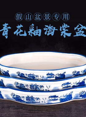 吸水石花盆绿植盆栽盆景长方腰圆海棠菖蒲多肉室内简约陶瓷花盆
