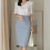 裙女包裙修身 职业半身裙包臀裙夏中长款 西装 高腰一步裙OL工作裙