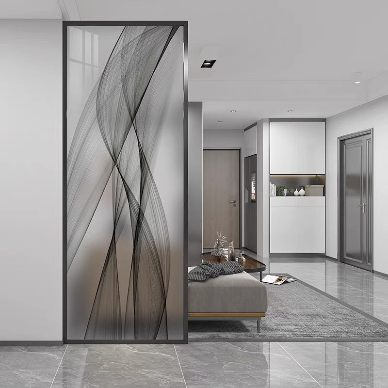 艺术玻璃屏风隔断墙客厅卧室卫生间过道入户简约遮挡轻奢玄关装饰