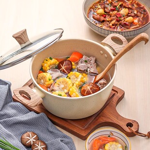 麦饭石双耳汤锅不粘锅蒸锅炖锅家用煲汤锅电磁炉专用燃气灶煤气灶