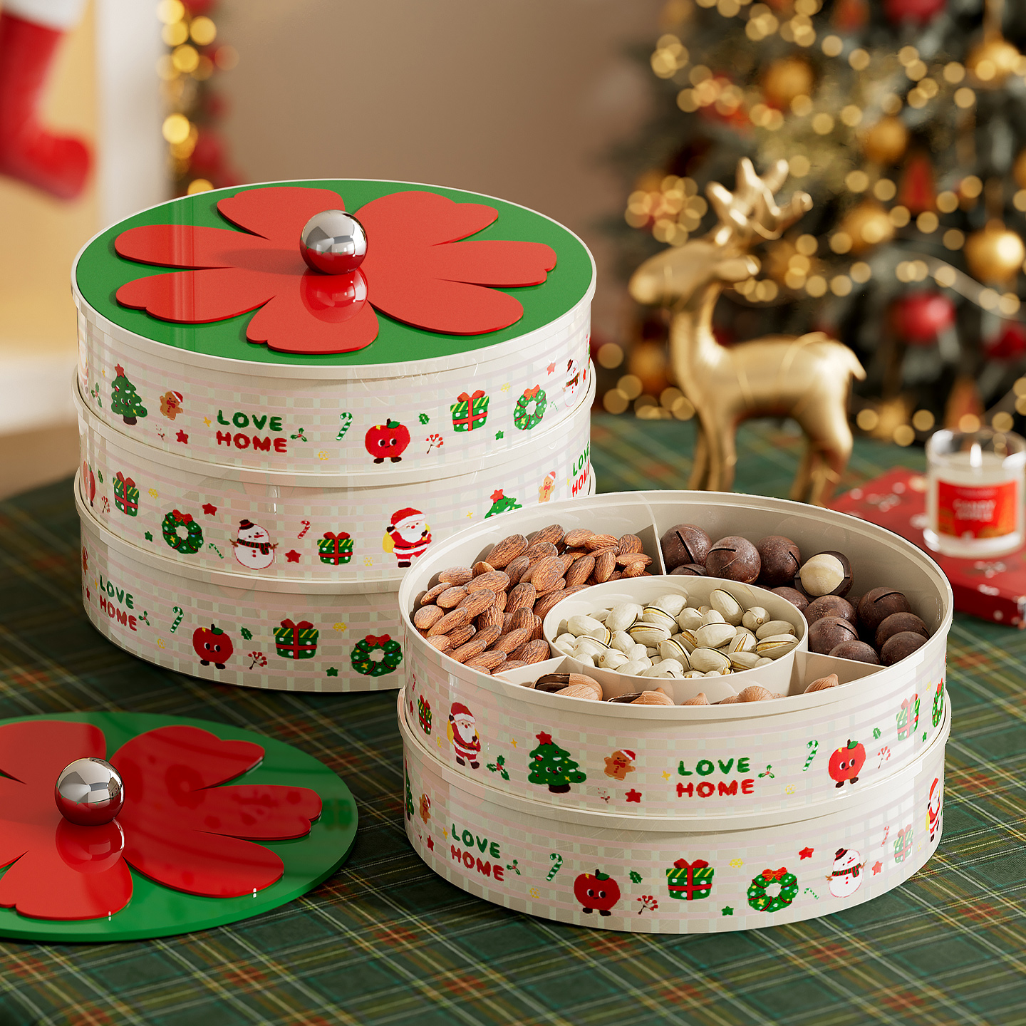 干果盘客厅茶几家用高端精致高颜值瓜子坚果收纳盒过年糖果零食盘