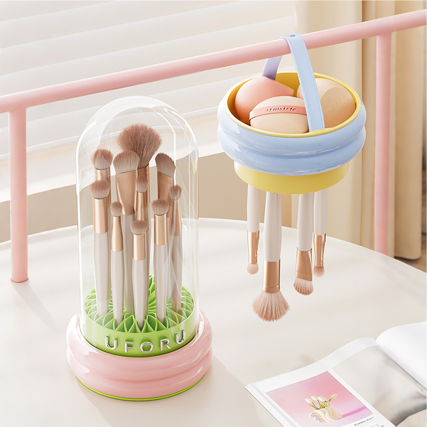 化妆刷清洗碗洗晾一体洗刷神器粉扑美妆蛋清洁工具晾晒篮不伤刷毛